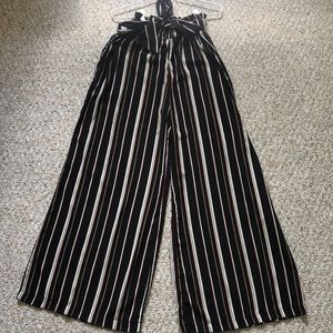 Flowy Striped Paper Bag Pants